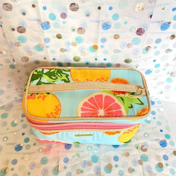 TRINA DOUBLE TRAIN CASE LOVELY SUMMER COLORS! - Picture 2 of 11
